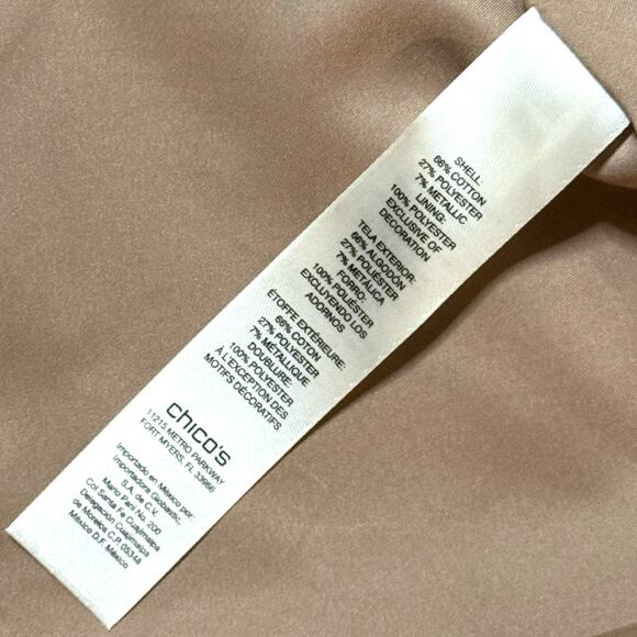 NWT Chico’s Glimmering Blazer Womens Blush Pink Metallic Sheen Jacket Sz 2 (12) - Picture 7 of 8